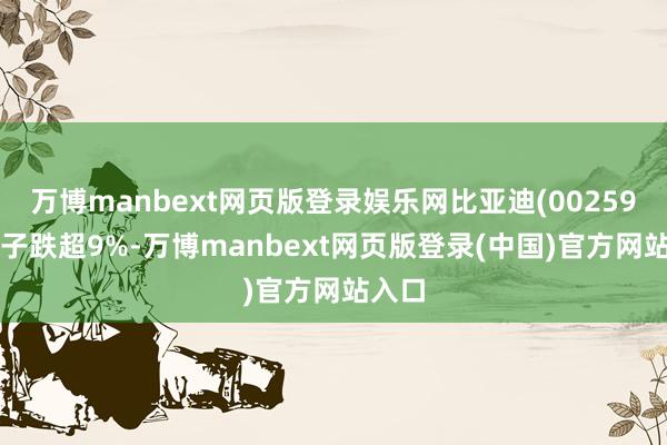 万博manbext网页版登录娱乐网比亚迪(002594)电子跌超9%-万博manbext网页版登录(中国)官方网站入口